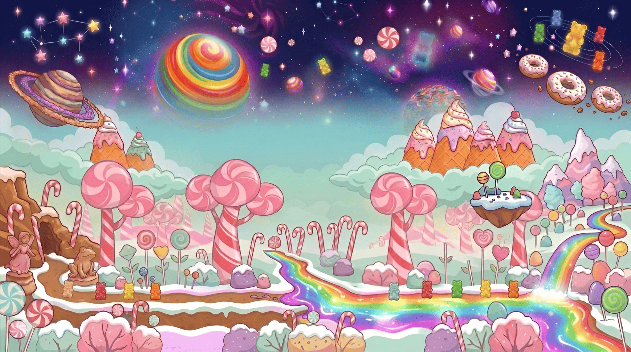 Frenchieland main menu with smoothie store, kennel, and cosmic challenges